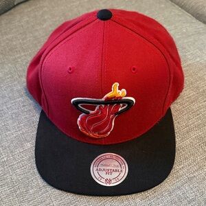 Mitchell & Ness Red and Black Miami Heat Cap